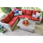 Leisure Made Forsyth 5-teiliges Korbschnittsofa mit rotem Stoffbezug