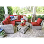 Leisure Made Forsyth 5-teiliges Korbschnittsofa mit rotem Stoffbezug