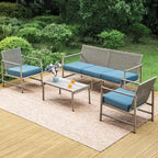 Captiva Designs Coastal 4-teilige Terrassen-Sitzgruppe aus Stahl und Rattan mit Couchtisch