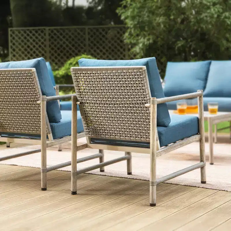 Captiva Designs Coastal 4-teilige Terrassen-Sitzgruppe aus Stahl und Rattan mit Couchtisch