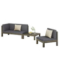 Christopher Knight 3pc Home Brava Outdoor Acacia Wood Conversation Set Light Gray Finish