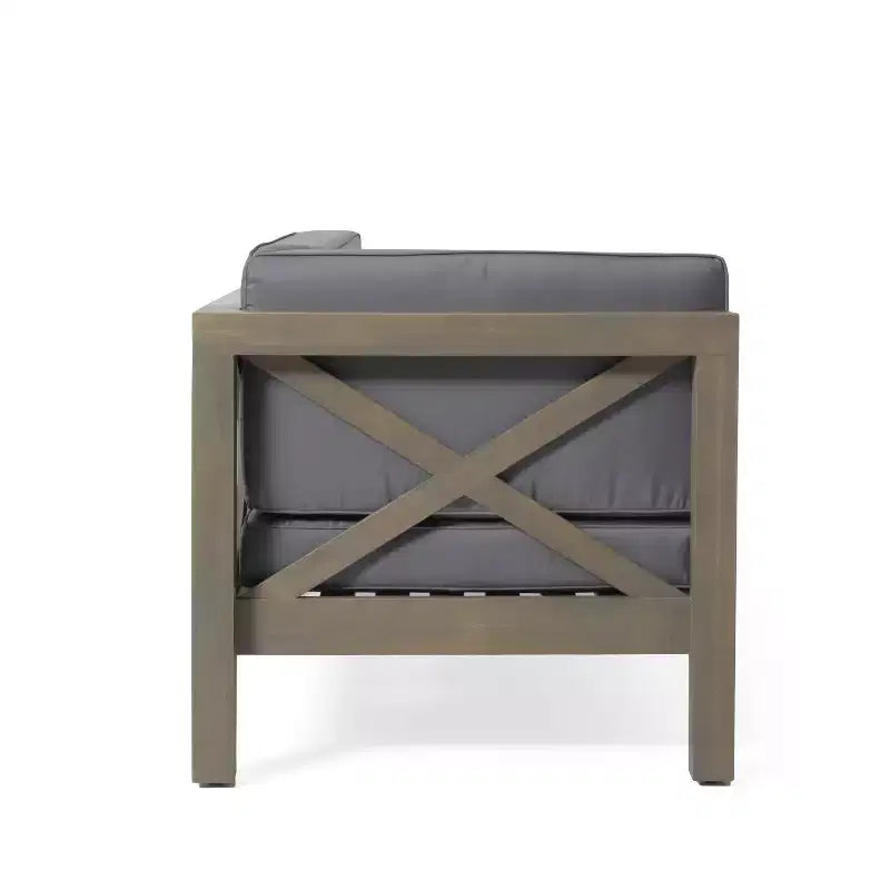 Christopher Knight 3-teiliges Home Brava Outdoor-Gesprächs-Set aus Akazienholz, hellgraue Ausführung