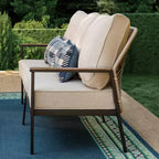 Captiva Designs 4-teiliges Outdoor-Sofa-Konversationsset für 5 Personen mit seilgeflochtenen Rattan-Drehstühlen