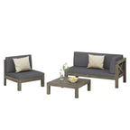 Christopher Knight 3pc Home Brava Outdoor Acacia Wood Conversation Set Gray Finish