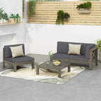 Christopher Knight 3-teiliges Outdoor-Sitzgruppen-Set Brava aus Akazienholz mit grauer Oberfläche