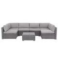 Sunsitt 7pc Rattan Wicker Outdoor Patio Conversation Set Gray