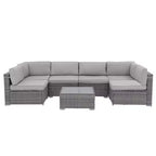 Sunsitt 7pc Rattan Wicker Outdoor Patio Conversation Set Gray