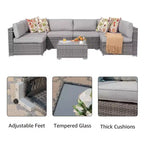 Sunsitt 7-teiliges Rattan-Geflecht-Gartenset Grau