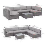 Sunsitt 7-teiliges Rattan-Geflecht-Gartenset Grau