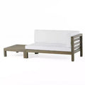 2pk Oana Outdoor Acacia Wood Right Arm Loveseat & Coffee Table with Cushion Gray/White - Christopher Knight Home: Transitional Patio Lounge Set