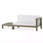 2pk Oana Outdoor Acacia Wood Right Arm Loveseat & Coffee Table with Cushion Gray/White - Christopher Knight Home: Transitional Patio Lounge Set
