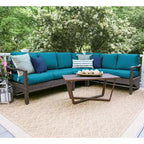 Leisure Made Augusta 5-teiliges Korbmöbel-Ecksofa in Peacock-Stoff