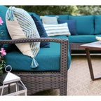 Leisure Made Augusta 5-teiliges Korbmöbel-Ecksofa in Peacock-Stoff