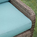 Leisure Made Mitchell 5-teiliges Korbmöbel-Ecksofa mit Stoffbezug in Spa-Blau
