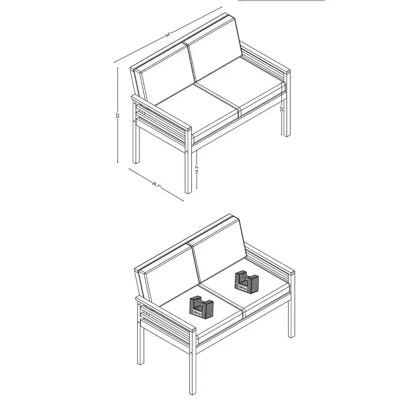 Alaterre Furniture 2er-Set Okemo Outdoor-Wohnlandschaft wetterfest mit Kissen & Couchtisch