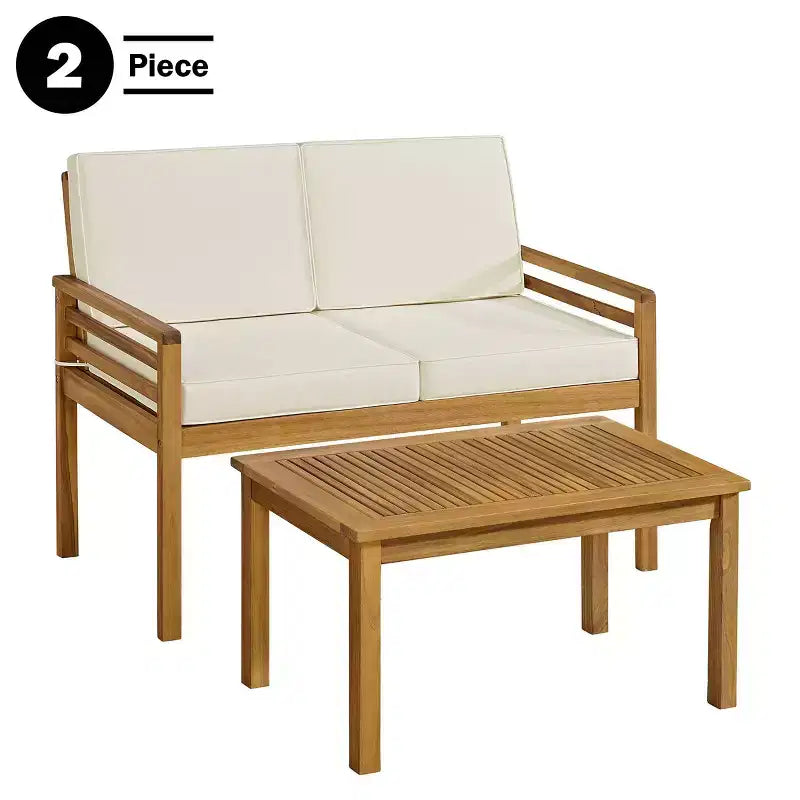Alaterre Furniture 2er-Set Okemo Outdoor-Wohnlandschaft wetterfest mit Kissen & Couchtisch