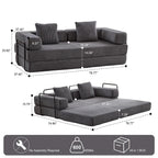 Umwandelbares Bodenschlafsofa mit Rückenkissen, Chenille-Gewebe für Wohnzimmer Schlafzimmer
