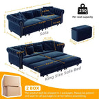Whisen Velvet 3-in-1 Schlafsofa und wandelbares Schlafsofa im Kingsize-Format mit ausziehbarem Ottomane, getuftetem Design