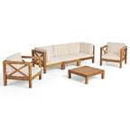 Brava 6-teiliges Loungeset aus Akazienholz von Christopher Knight Home für den Außenbereich