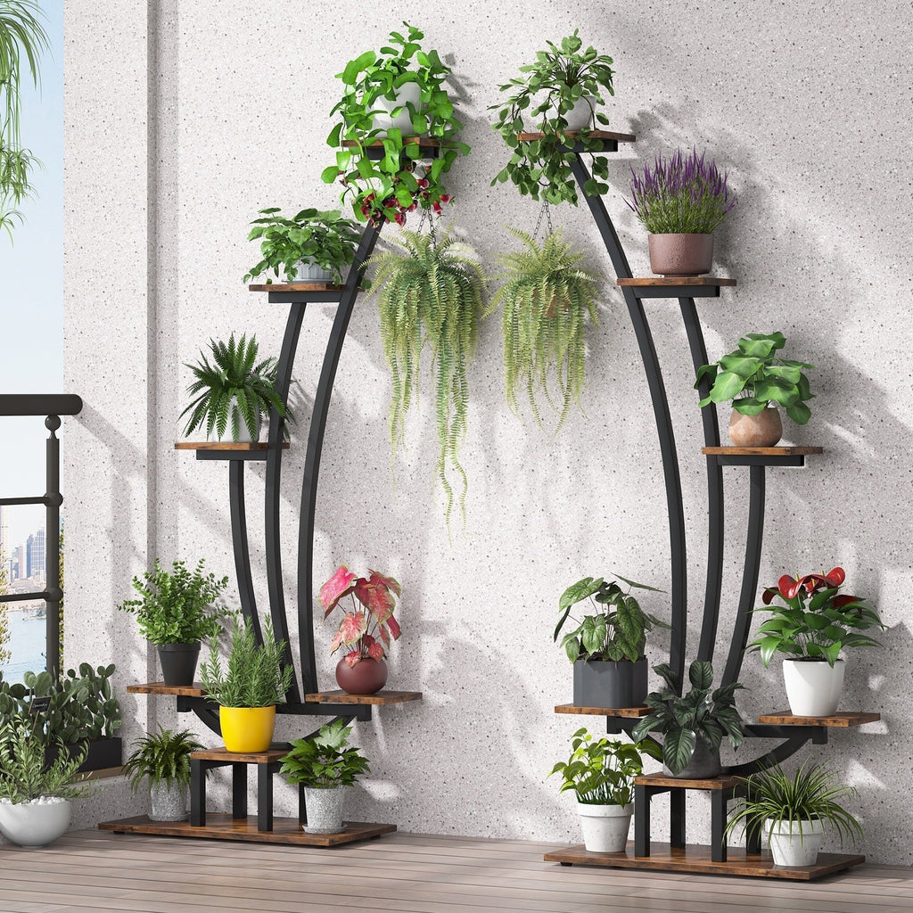 Pflanzenständer für den Innenbereich, 6-stöckiges Blumenregal für Haus und Garten – 2er-Set