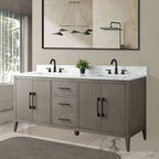 Vanity Art 72 Zoll Badezimmer-Waschtischunterschrank mit Doppelwaschbecken und Kunstmarmorplatte