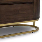 Moderne Kommode mit 6 Schubladen, Baumkanten-Design, Metallgestell und langlebiger Massivholzkonstruktion