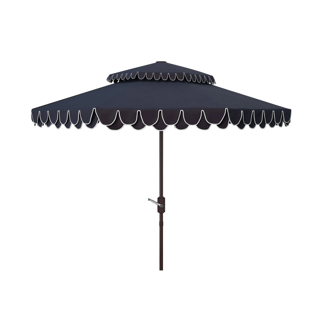 SAFAVIEH Outdoor Kjerstin Volant-Sonnenschirm, 2,7 m, Doppelkuppel