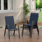 Terrassenstühle, stapelbare Outdoor-Esszimmerstühle, 4er-/6er-Set, wetterfeste, leichte Textilene-Outdoor-Stühle mit Armlehnen für Garten und Pool
