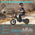 ECOLEAP K1 Elektro-Dirtbike für Kinder 36V, 25 km/h schnell, 22 km Reichweite, 700W Spitzenmotor, 3 Geschwindigkeitsmodi, 12 Zoll Offroad-Reifen, UL, Alter 3-10