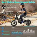 ECOLEAP K1 Elektro-Dirtbike für Kinder 36V, 25 km/h schnell, 22 km Reichweite, 700W Spitzenmotor, 3 Geschwindigkeitsmodi, 12 Zoll Offroad-Reifen, UL, Alter 3-10