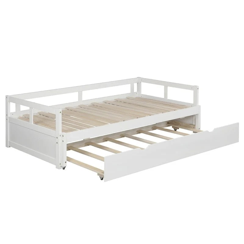 Ausziehbares Tagesbett mit Ausziehfunktion, Holztagesbett mit Ausziehfunktion