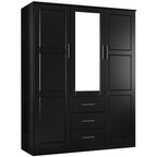 Palace Imports 100% Massivholz Cosmo Kleiderschrank mit 3 Türen mit Massivholz- oder Spiegeltüren