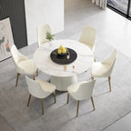 Runder Esstisch für 6 Personen (Ø 135 cm) mit gesinterter Steinplatte und Lazy Susan