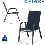 Terrassenstühle, stapelbare Outdoor-Esszimmerstühle, 4er-/6er-Set, wetterfeste, leichte Textilene-Outdoor-Stühle mit Armlehnen für Garten und Pool