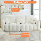 GDFStudio Alanna 79,5 Modernes 3-Sitzer-Sofa mit Teddyfell-Bezug und Kissen