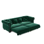 Whisen Velvet 3-in-1 Schlafsofa und wandelbares Schlafsofa im Kingsize-Format mit ausziehbarem Ottomane, getuftetem Design