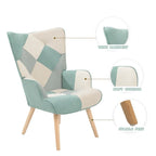 Akzentsessel mit Ottoman, Wohnzimmersessel und Ottomane Set, Bequemer Seitenlehnsessel für Schlafzimmer, Kreative Spleiß-Stoffoberfläche
