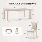Modernes Esszimmer-Set – 80 Tisch + 6 gepolsterte Stühle, Massivholzrahmen, 180 kg Tischbelastbarkeit, einfache Montage