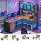 L-förmiger Gaming-Schreibtisch Computertisch Lochwand 5 Schubladen Ablagefach