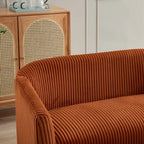 Zweisitzer-Sofa, bezogen mit Cordstoff, mit Walnussholzbeinen