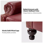 2er-Set Elisabete Modern Wingback Echtleder-Liegesessel mit Vintage-Nagelkopfleiste für Wohn- und Schlafzimmer | ART OF LIVING DESIGNS