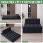 Klappbares Cord-Schlafsofa Futon, wandelbarer Bodenschlafsessel mit Kissen & Rückenlehne