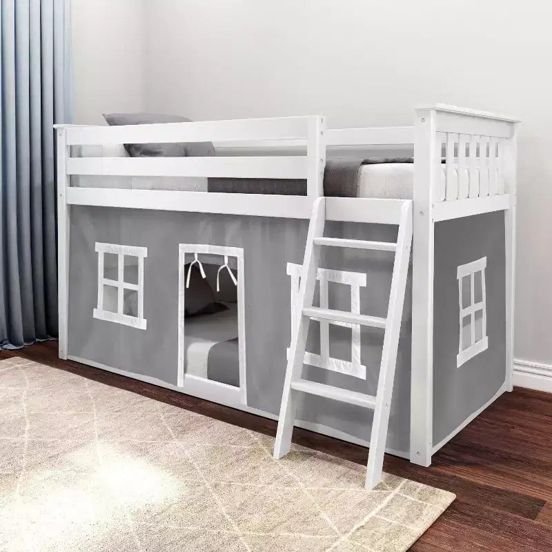 Max & Lily Twin-über-Twin Niedriges Etagenbett mit Vorhängen