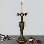 HomeyFad 2-Flammige Vintage-Tischleuchte mit Glasschirm aus Edelstahl