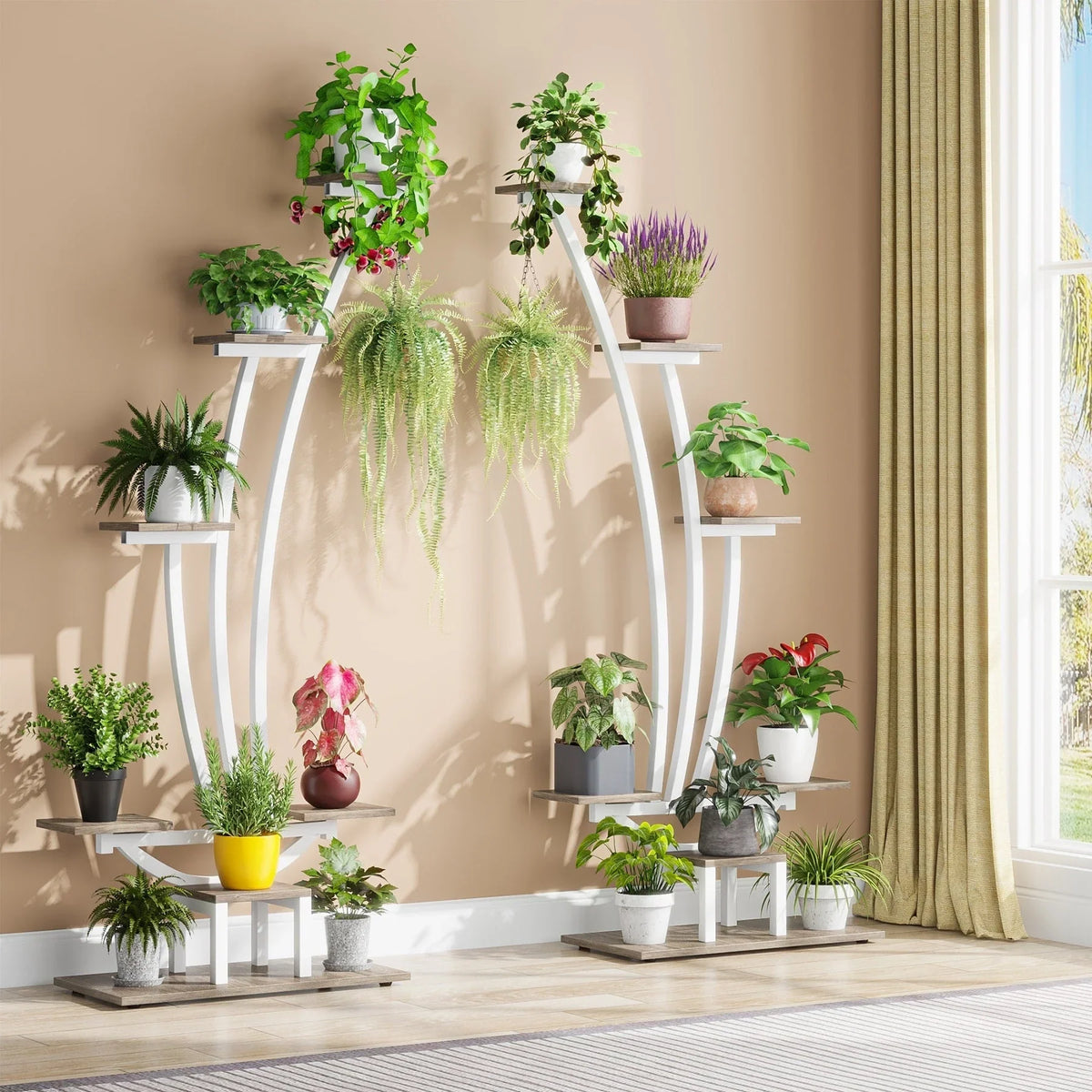 Pflanzenständer für den Innenbereich, 6-stöckiges Blumenregal für Haus und Garten – 2er-Set