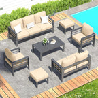 AECOJOY 7-teiliges Aluminium-Terrassenmöbel-Set Outdoor-Gesprächsgarnitur