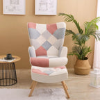 Akzentsessel mit Ottoman, Wohnzimmersessel und Ottomane Set, Bequemer Seitenlehnsessel für Schlafzimmer, Kreative Spleiß-Stoffoberfläche