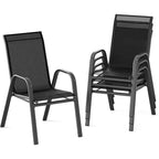 Terrassenstühle, stapelbare Outdoor-Esszimmerstühle, 4er-/6er-Set, wetterfeste, leichte Textilene-Outdoor-Stühle mit Armlehnen für Garten und Pool