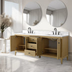 Vanity Art 72 Zoll Badezimmer-Waschtischunterschrank mit Doppelwaschbecken und Kunstmarmorplatte