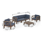 Brava 6-teiliges Loungeset aus Akazienholz von Christopher Knight Home für den Außenbereich
